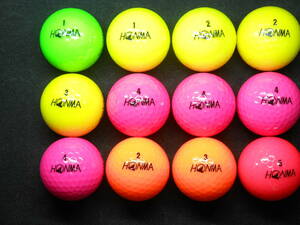 ホンマ／D2 ロストボール12個（イエロー×4、グリーン×1、ピンク×4、オレンジ×2、濃いピンク×1）