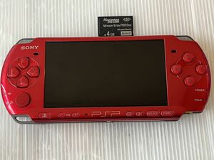 ★超美品　動作良好　PSP3000レッド　メモリースティック4GB付き　FW 5.50 SONY ソニー プレイステーションポータブル 送料無料★