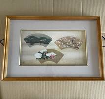 真作 丸山石根 日本画家 御色紙額　名品　四季扇面花鳥図 落款在 作 絵画 木額　4枚セット_画像1