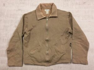 アニエスベー agnes b. homme レトロ モード 古着 ジップアップ スウェット ワーク ジャケット メンズ 日本製 M ベージュ