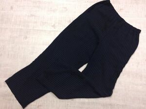 【送料無料】ダナキャラン DKNY Donna Karan オールド 90s 古着 香港製 ストライプ スラックス パンツ レディース シルク100% S 紺