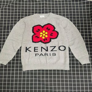 KENZO x Nigo Boke Flower Marino Wool Jumper ケンゾー ニゴー フラワーロゴ プリント パーカー グレー 人気 中古 XL JM A2