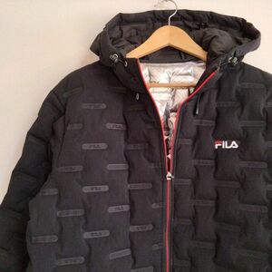 FILA　フィラ　古着　ジャンバー　オーバー　コート　フード付き　サイズＬＬ　黒　ブラック　#31