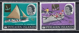 ピトケーン諸島 1967年 #72.74(OH) 通常改値加刷2種組 / ロングボートのみ完