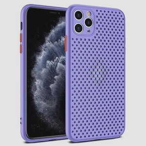 送料無料★iPhone12 ケース 6.1インチ スマホケース メッシュ 放熱 TPU Qi充電 軽量（purple）