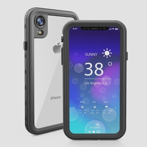 送料無料★iPhone XR 防水ケース 防水 防雪 防塵 耐震 耐衝撃 ストラップホール付き ワイヤレス充電対応 (黒)