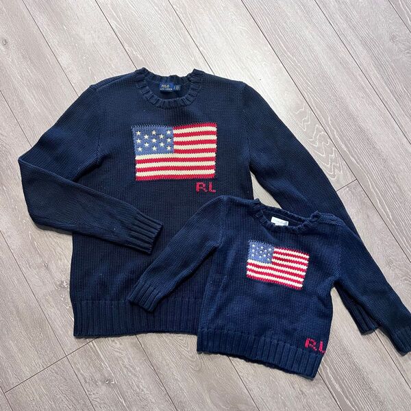 POLO ラルフローレン 星条旗 ロゴ RL ニット セーター S/24M