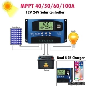 【ワオ！】ソーラー コントローラ MPPT▲LCD 充電 コントローラ 精度 デュアル USB ソーラーパネル バッテリー レギュレータ 100A