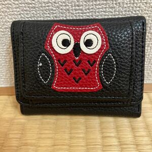 合成皮革 colorful owl 二つ折財布 銭入れ 