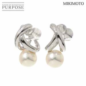 ミキモト MIKIMOTO アコヤ真珠 7.0mm イヤリング K18 WG ホワイトゴールド 750 パール Akoya Pearl Earrings 90202380