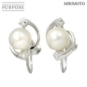 ミキモト MIKIMOTO アコヤ真珠 8.0mm イヤリング K14 WG 585 ホワイトゴールド パール Akoya Pearl Earrings Clip on 90195602