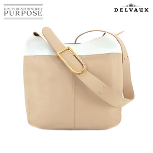 未使用 展示品 デルヴォー DELVAUX ソー クール MM ショルダー バッグ レザー ベージュ ホワイト ゴールド 金具 So Cool 90212149