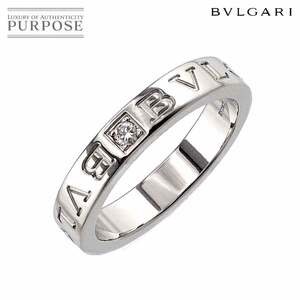 ブルガリ BVLGARI ダブル ロゴ 15号 リング ダイヤ 1P K18 WG ホワイトゴールド 750 指輪 Double Logo Ring 90206916