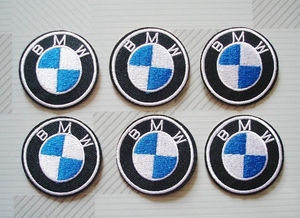 ★☆新品！ＢＭＷ アイロン 刺繍 ワッペン ６枚セット ／ＳＳサイズ 4.1×4.1cm ☆★