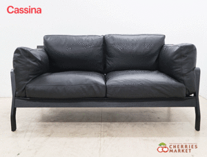 ◆展示品◆ Cassina カッシーナ 285 ELORO エローロ 2Pソファ/2人掛けソファ 黒総革/レザー ロドルフォ・ドルドーニ 177万 美品