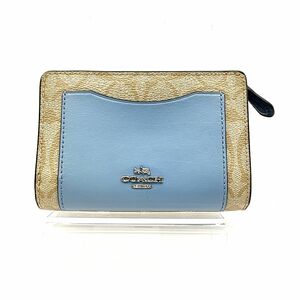 COACH　コーチ シグネチャー　L字ファスナー財布　2つ折り　コーティングキャンバス×レザー　W13　H9