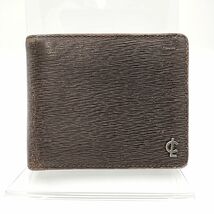 COACH コーチ 二つ折り 札入れ ダークブラウン系 シルバー金具 W11 H9.5_画像1