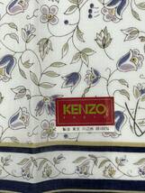 【未使用品】KENZO ケンゾー ハンカチ バンダナ 花柄 小花 ネイビー×ホワイト 綿 コットン100％ W48 H48_画像2