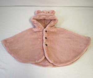 ベビー服 ポンチョ ケープ もこもこ ピンク くま耳 【USED品】10 00068