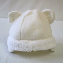 babyhat ベイビーハット 子供用 冬用 フリース 帽子 42cm ホワイト 白 くまの耳 顎ゴム付き 【USED品】10 00119_画像3