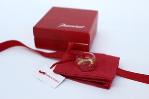 e491 France BACCARAT baccarat crystal ring kaboshon ring clear . color 10 number ring original box accessory 