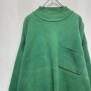 90's OLD GAP コットンニットセーター ハイネック ポケット リブ オールドギャップ 古着 vintage ヴィンテージ サイズM グリーン