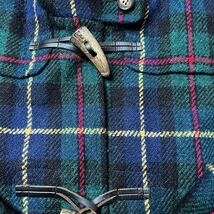 即決★HARRIS TWEED★L位 ダッフルコート ハリスツイード チェック柄 ロングコート ピュアウール　フード トグル_画像7