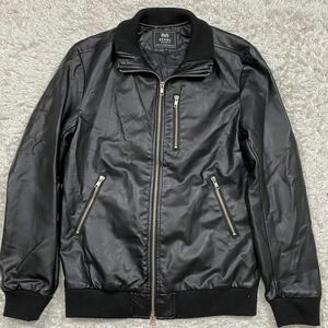 Beams heart シングルライダースジャケット レザージャケット ブラック 合皮 フェイクレザー ブラック メンズ M相当 ビームス