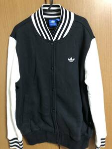 adidas◆レディーススタジャン/L/コットン★お洒落★濃紺★