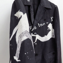 Y's Yohji Yamamoto Drawing Painted Linen Jacket Archive ワイズ ヨウジヤマモト ペイント リネン ジャケット アーカイブ 00s 00's 女優?_画像4