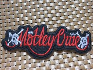 両端髑髏MC赤黒白 英語ロゴ ■新品『Motley Crue』モトリー・クルーMtley Creは、アメリカ☆ヘヴィメタル・バンド 刺繍ワッペン激渋■音楽