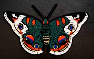 軍綠蛾 希少蝶 ■激渋『Butterfly .蝶』レトロデザイン◆刺繍ワッペン■ミリタリー オートバイ バイク 単車 ハーレー【DIY リメイク】開運