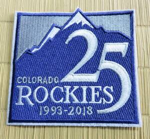 白紫２５TH四角◆激渋２５周年 MLB コロラド・ロッキーズ野球　ベースボール 刺繍ワッペン激渋◎アメリカ　スポーツ◆メジャーリーグ◇雪山