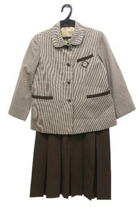 bw_4491 京都府 私立 ノートルダム学院 冬服 NDブラウン 丸襟ブレザー・吊りスカート 上下セット