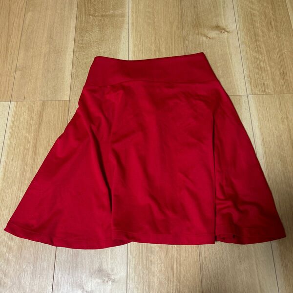 ブラウニー☆フレアスカート　赤　レッド　クリスマスカラー　膝丈スカート　ポケット付き