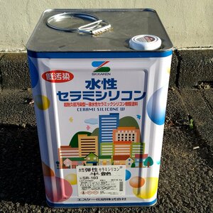 【未使用】水性弾性セラミシリコン SR-103 白 【弾性】 16kg 半艶 淡彩色 エスケー化研 外壁用塗料 ホワイト ①