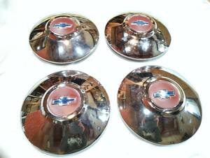 1949 シボレー フリートライン スタイルライン オリジナル ハブキャップ 4個セット 美品 Chevrolet CHEVY FLEETLINE STYLELINE HUBCAPS