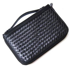 [ spring respondent . time sale opening ][ free shipping ][ limited time ][ new goods ][ including tax ] cow leather * knitting mesh * special model ** Second clutch bag black 