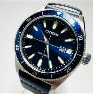 〓新品未使用〓CITIZEN Eco Drive〓シチズン エコドライブ〓AW1591-01L〓海外限定モデル 腕時計〓カーフレザー ネイビー