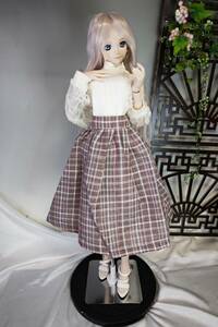 Pure Drop【casual line】■Aラインギャザースカート　ブラウンチェック　DD・SD・1/３bjd