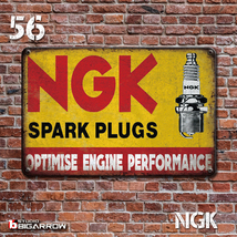 56 ブリキ看板 20×30㎝ NGK SPARK PLUGS スパークプラグ ガレージ スチール アンティーク アメリカンインテリア 世田谷ベース_画像2