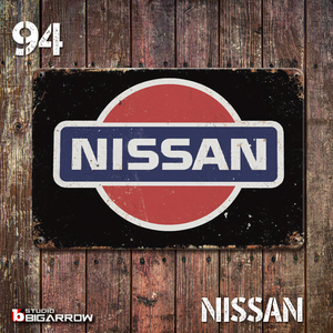 94 ブリキ看板 20×30㎝ NISSAN ニッサン 日産自動車 旧車 ガレージ スチール アンティーク アメリカンインテリア 世田谷ベース