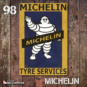 98 ブリキ看板 20×30㎝ MICHELIN ミシュラン ビバンダム ガレージ スチール アンティーク アメリカンインテリア 世田谷ベース