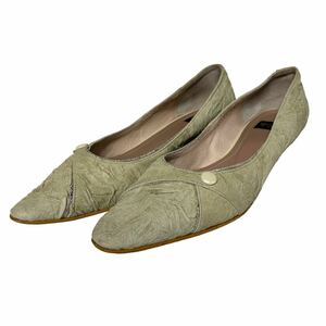 BA121 Himiko Himiko lady's pumps 24cm light green leather original leather made in Japan 