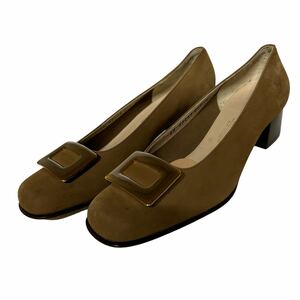 BA401B Salvatore Ferragamo Ferragamo lady's pumps 6C approximately 23cm Brown suede Italy made box attaching 