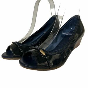 BA716 COLE HAAN Cole Haan Wedge sole open tu pumps 5.5B approximately 22.5cm dark green enamel 