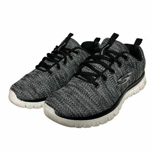 BA793 SKECHERS スケッチャーズ レディース スニーカー US6 23cm ブラック ホワイト メッシュ