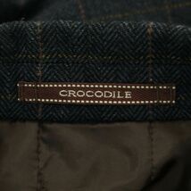 Crocodile クロコダイル 秋冬 イタリア製生地★ ウール ツイード ヘリンボーン チェック 中綿 ジャケット Sz.M　メンズ 灰　A3T12446_A#N_画像5