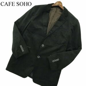 CAFE SOHO カフェソーホー 秋冬 ベロア★ チェック ストレッチ テーラード ジャケット ブレザー Sz.AB6　メンズ 黒　A3T12467_A#N