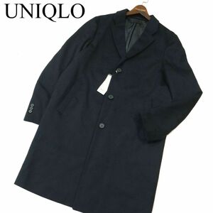 【新品 未使用】 UNIQLO ユニクロ 秋冬 ウール カシミヤ チェスター コート Sz.L　メンズ ネイビー　A3T12504_A#N